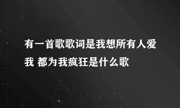 有一首歌歌词是我想所有人爱我 都为我疯狂是什么歌