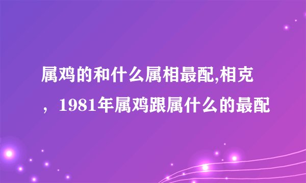 属鸡的和什么属相最配,相克,1981年属鸡跟属什么的最配