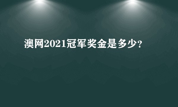 澳网2021冠军奖金是多少？