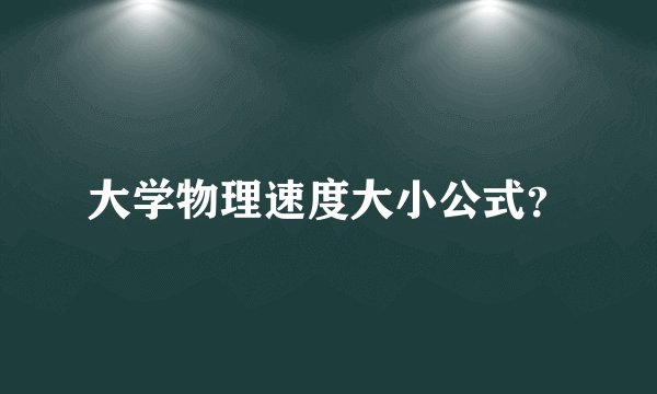 大学物理速度大小公式？