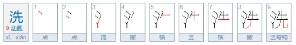 洗字的笔顺