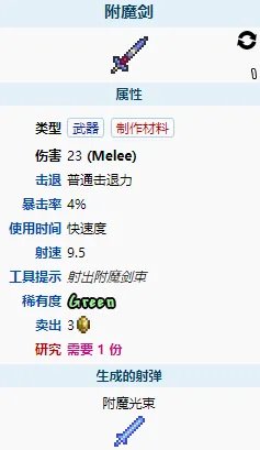 《泰拉瑞亚》附魔剑武器图鉴 附魔剑如何获取