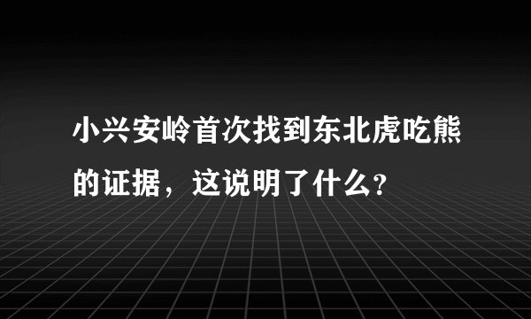 小兴安岭首次找到东北虎吃熊的证据，这说明了什么？