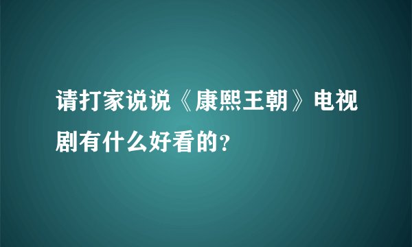 请打家说说《康熙王朝》电视剧有什么好看的？