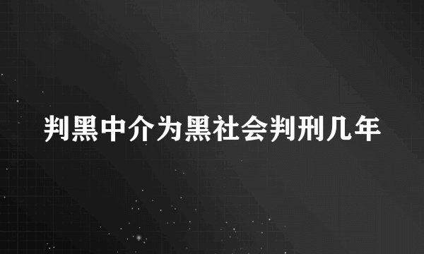 判黑中介为黑社会判刑几年