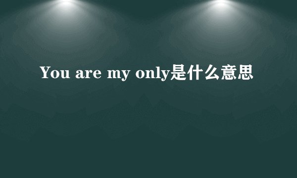 You are my only是什么意思