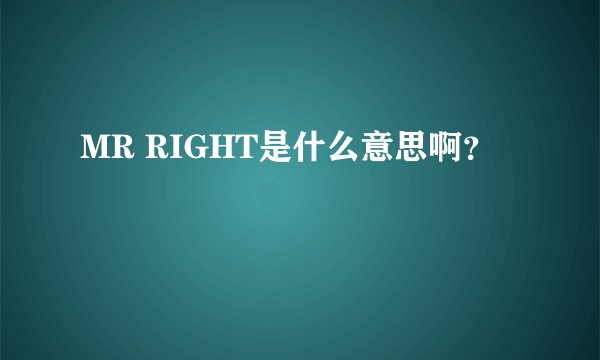 MR RIGHT是什么意思啊？