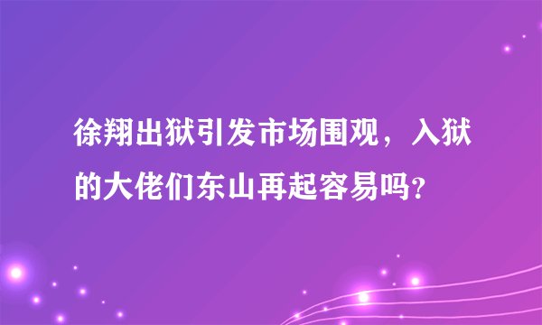 徐翔出狱引发市场围观，入狱的大佬们东山再起容易吗？