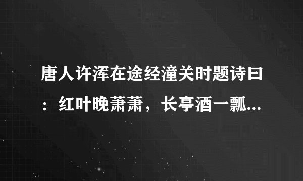 唐人许浑在途经潼关时题诗曰：红叶晚萧萧，长亭酒一瓢。残云归太华（华山），疏雨过中条（中条山）。树色随山迥，河声入海遥。帝乡（周秦汉唐建都的关中）明日到，犹自梦渔樵。如图示意潼关周围的山河分布情况。据此完成13~15题。潼关此时的天气状况及产生的原因为（　　）A.雨过天晴冷锋过境后B.山雨欲来冷锋过境前C.倾盆大雨、对流运动强D.阴雨连绵准静止锋徘徊