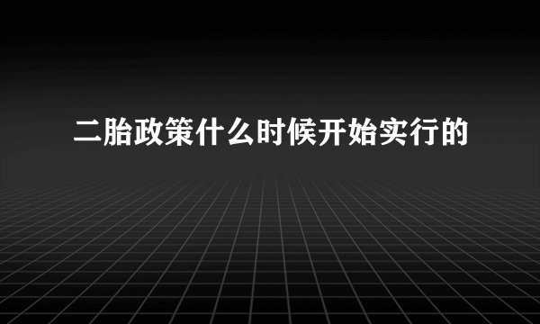 二胎政策什么时候开始实行的
