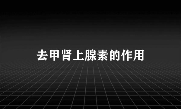 去甲肾上腺素的作用