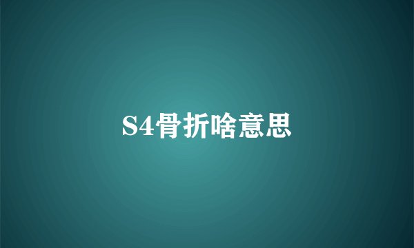 S4骨折啥意思