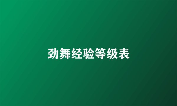 劲舞经验等级表