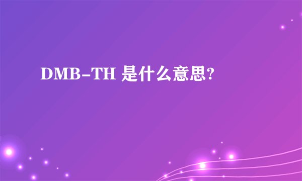 DMB-TH 是什么意思?