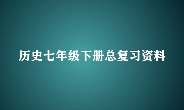 历史七年级下册总复习资料