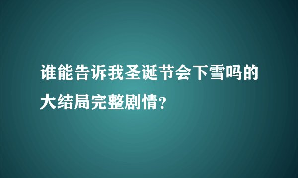 谁能告诉我圣诞节会下雪吗的大结局完整剧情？