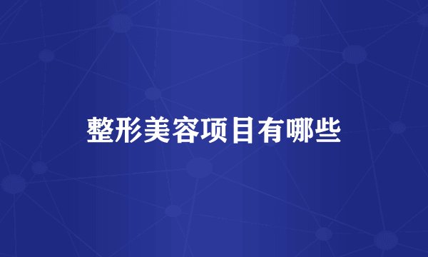 整形美容项目有哪些