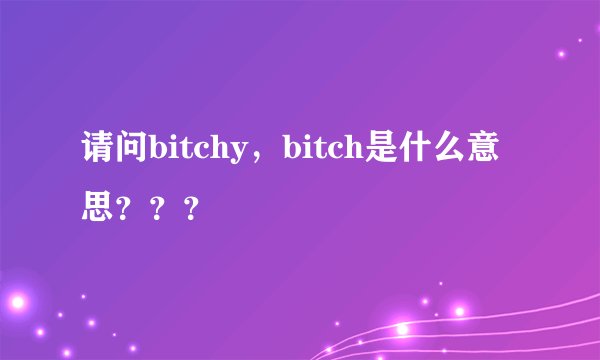 请问bitchy，bitch是什么意思？？？