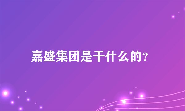 嘉盛集团是干什么的？