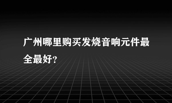 广州哪里购买发烧音响元件最全最好？