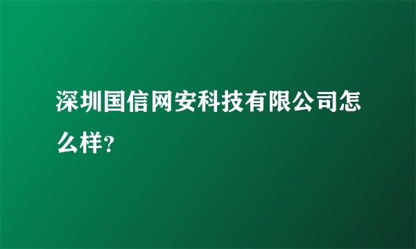 深圳国信网安科技有限公司怎么样？