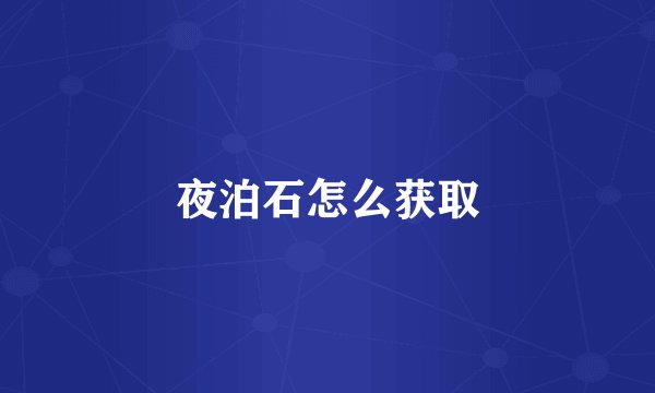 夜泊石怎么获取