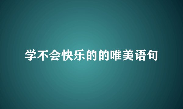 学不会快乐的的唯美语句