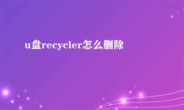u盘recycler怎么删除