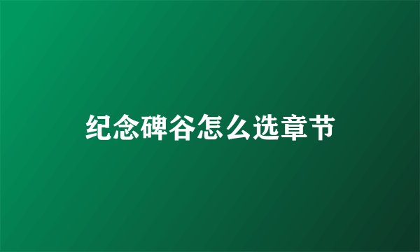 纪念碑谷怎么选章节