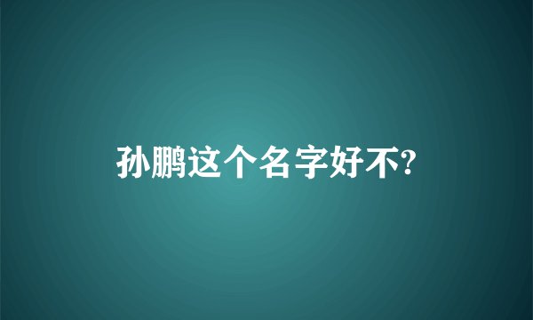 孙鹏这个名字好不?