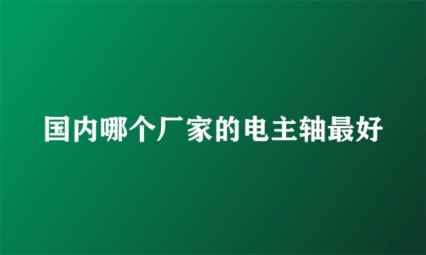 国内哪个厂家的电主轴最好
