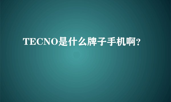 TECNO是什么牌子手机啊?