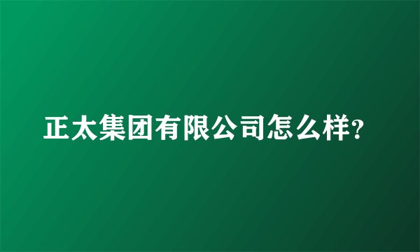 正太集团有限公司怎么样？