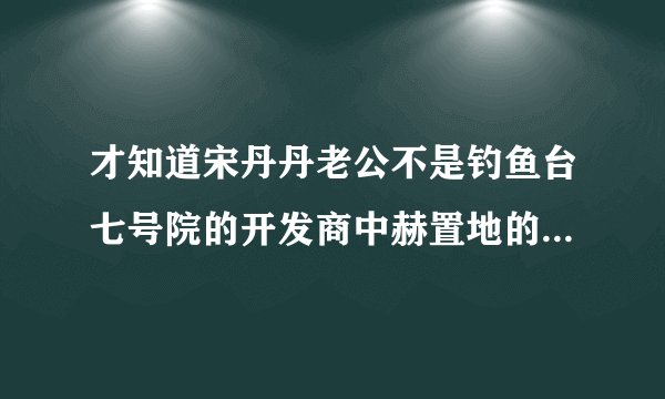 才知道宋丹丹老公不是钓鱼台七号院的开发商中赫置地的董事长，那么问题来了，中赫置地的董事长是谁呀？