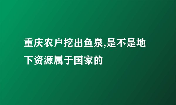 重庆农户挖出鱼泉,是不是地下资源属于国家的