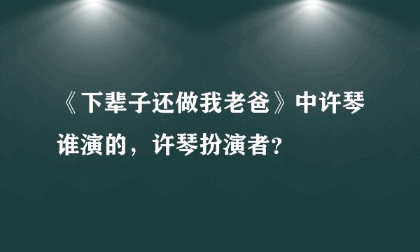 《下辈子还做我老爸》中许琴谁演的，许琴扮演者？