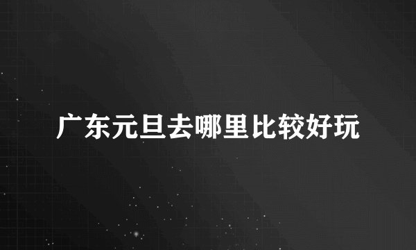广东元旦去哪里比较好玩