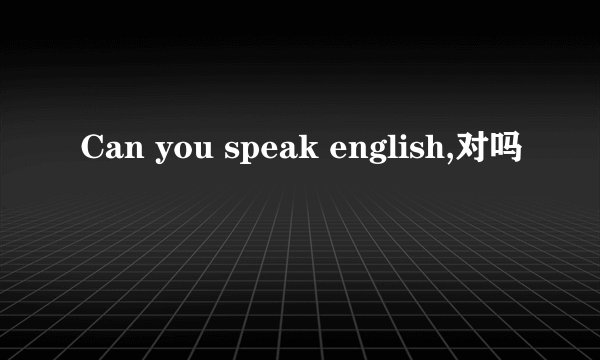 Can you speak english,对吗