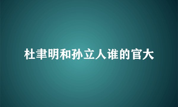 杜聿明和孙立人谁的官大