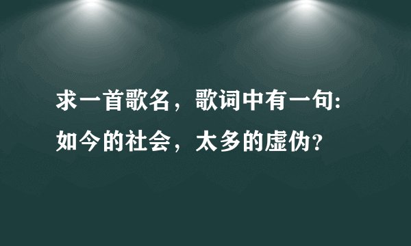 求一首歌名，歌词中有一句:如今的社会，太多的虚伪？