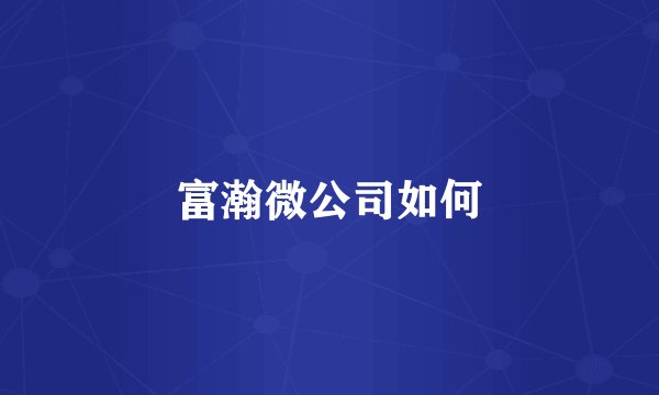 富瀚微公司如何