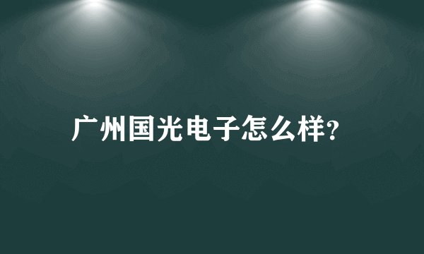 广州国光电子怎么样？