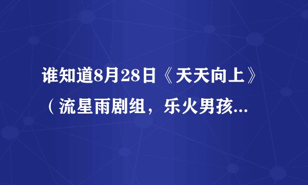 谁知道8月28日《天天向上》（流星雨剧组，乐火男孩剧组，吴克群）全部人的名字，包括女嘉宾！