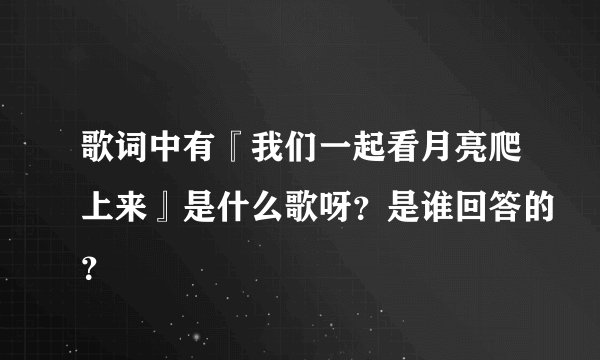 歌词中有『我们一起看月亮爬上来』是什么歌呀？是谁回答的？