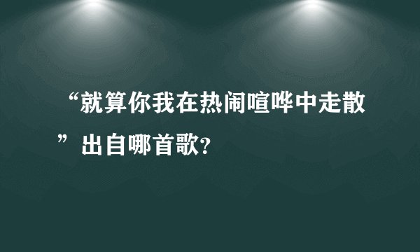 “就算你我在热闹喧哗中走散”出自哪首歌?