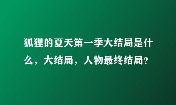 狐狸的夏天第一季大结局是什么，大结局，人物最终结局？