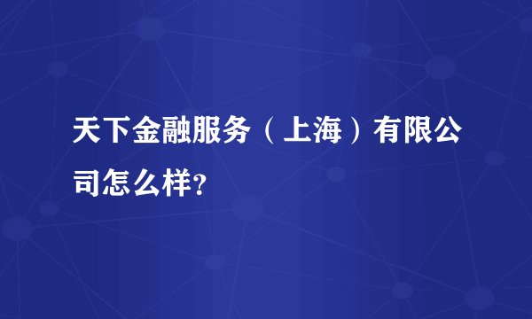 天下金融服务（上海）有限公司怎么样？