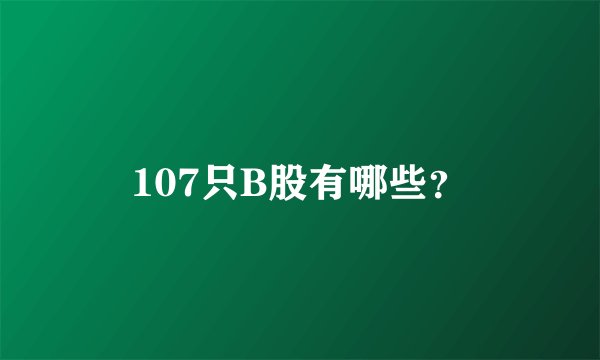 107只B股有哪些？