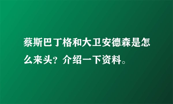 蔡斯巴丁格和大卫安德森是怎么来头？介绍一下资料。