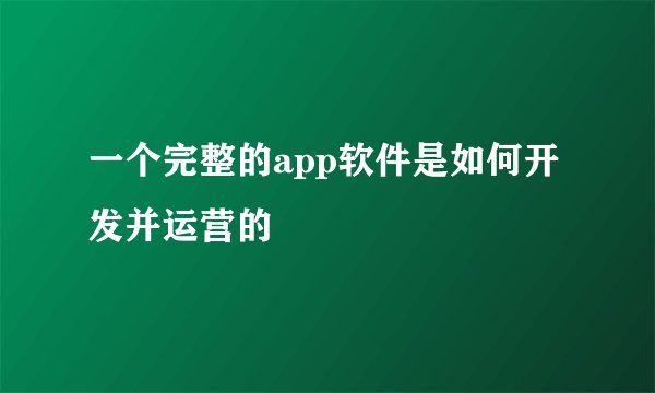 一个完整的app软件是如何开发并运营的